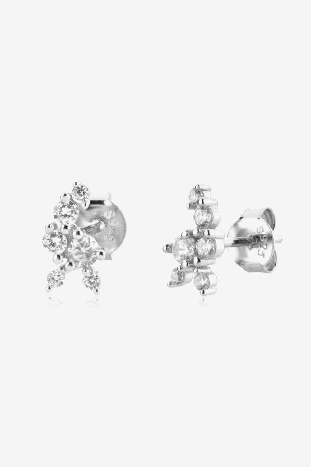 .925 Sterling Silver Cluster Stud Earrings - Silver or Gold