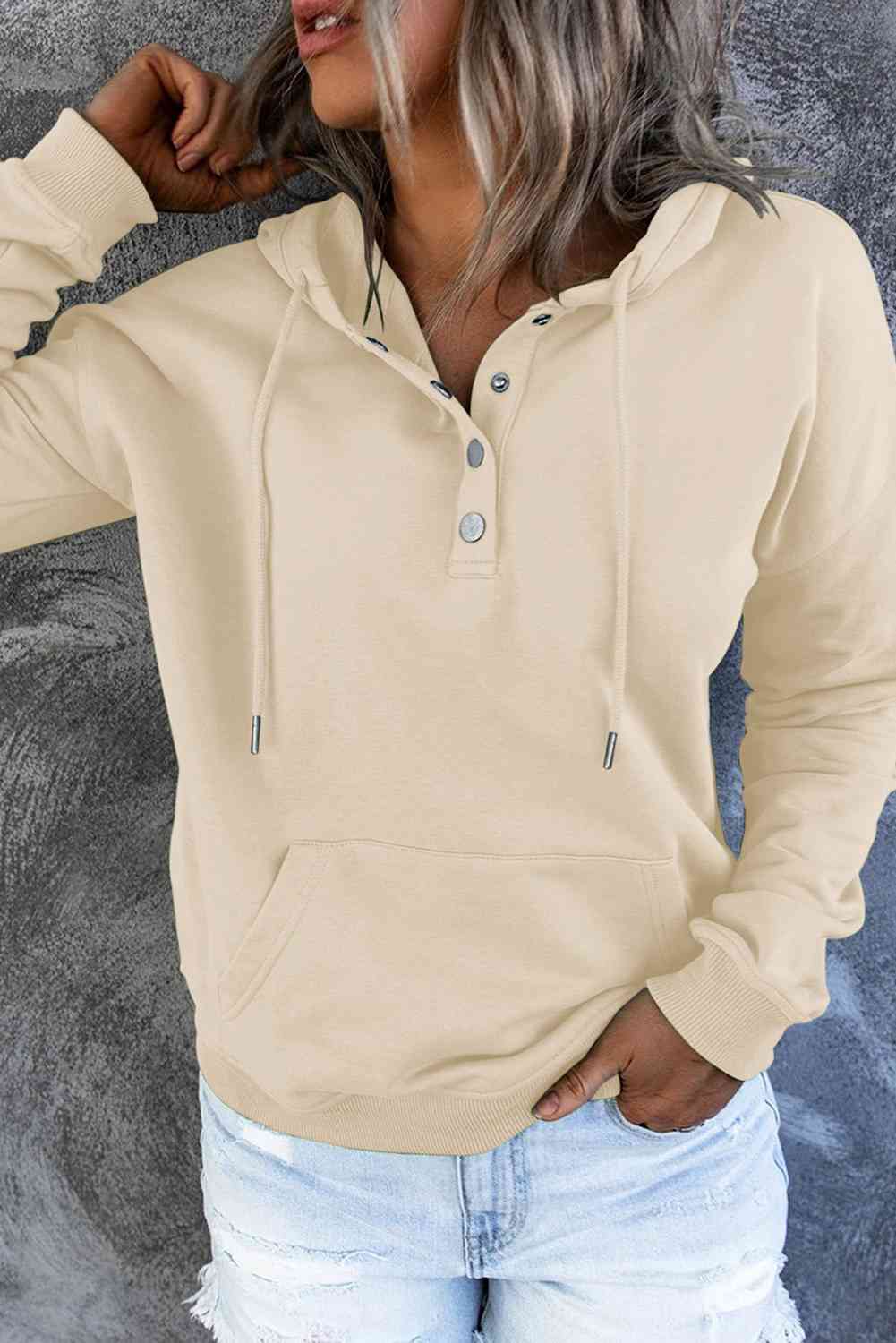 Snap Placket Soft Hoodie - 9 Color Options