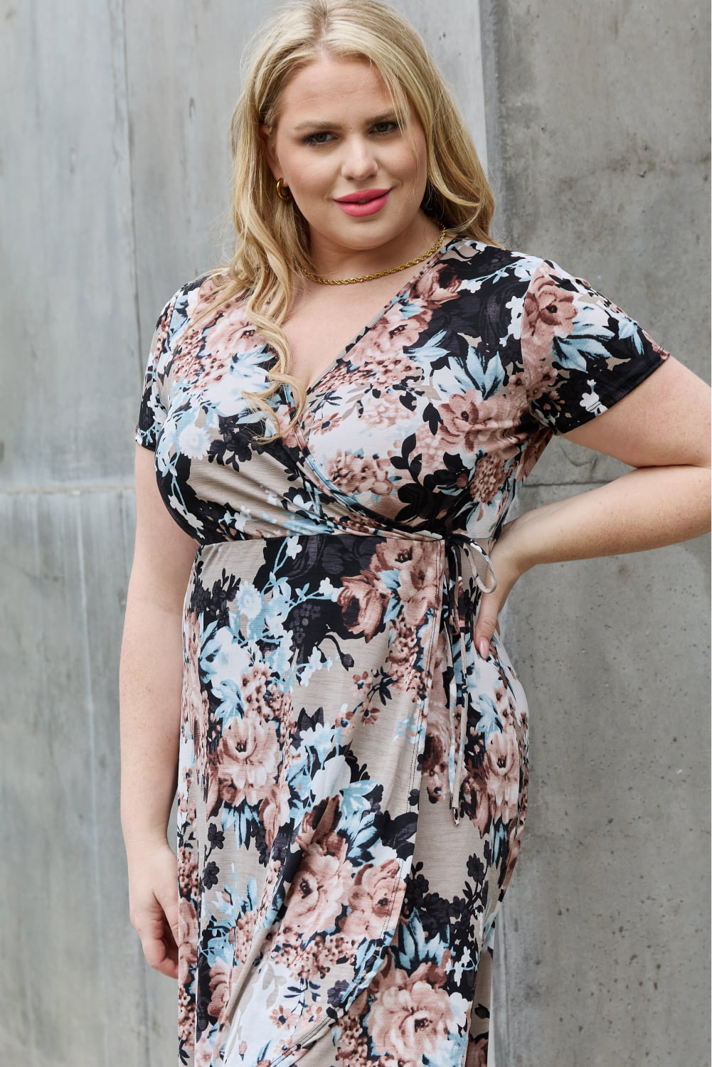 Give Me Roses Faux Wrap Dress