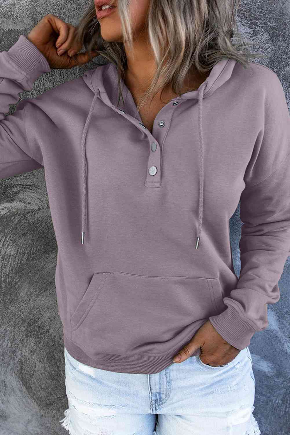 Snap Placket Soft Hoodie - 9 Color Options