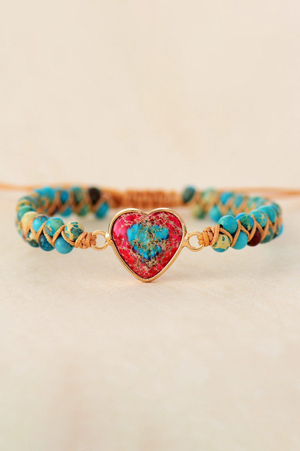 Handmade Heart Shape Natural Stone Bracelet - 7 Color Options