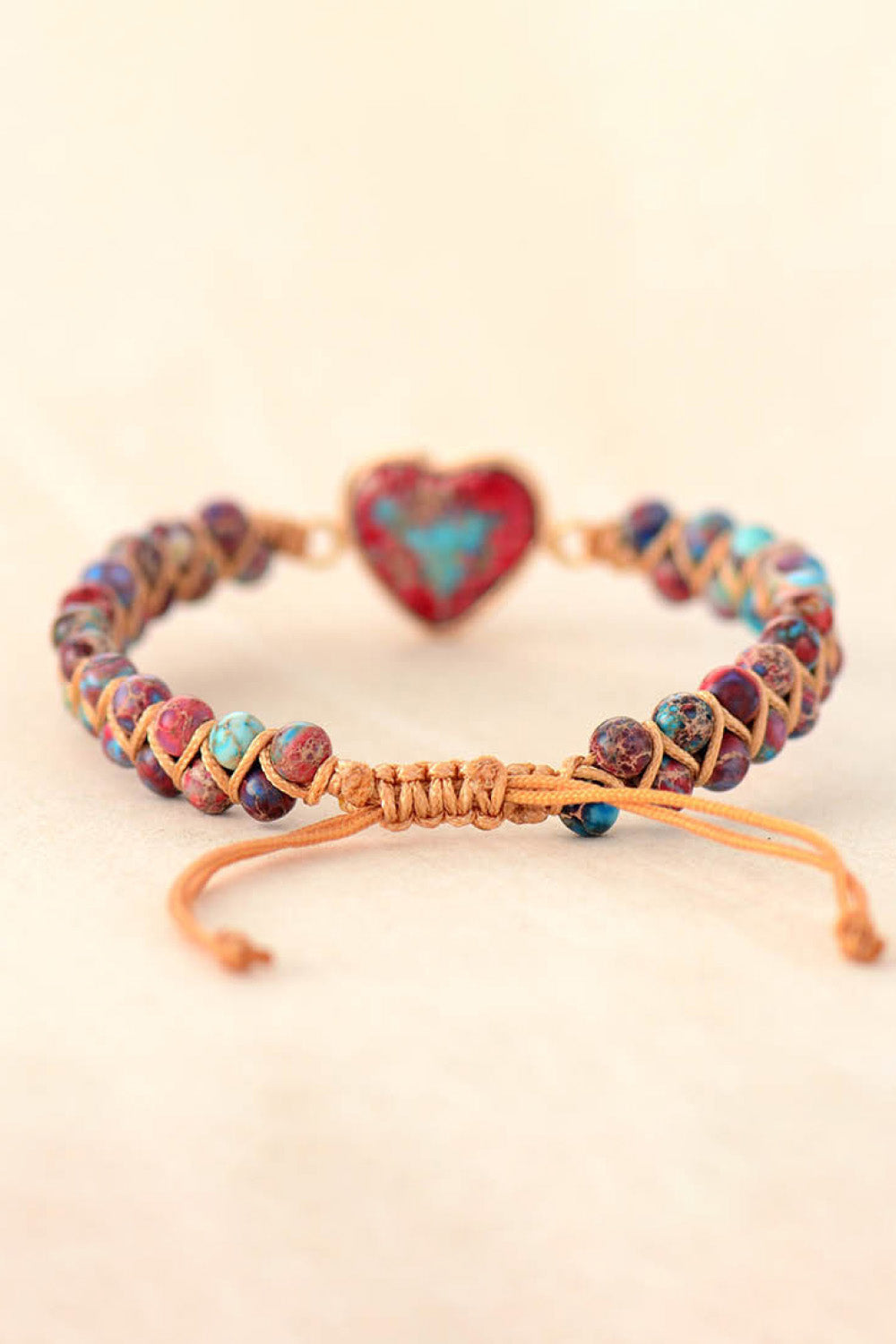 Handmade Heart Shape Natural Stone Bracelet - 7 Color Options