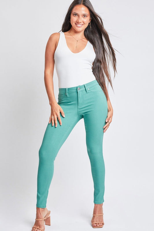 YMI Hyperstretch Mid-Rise Skinny Jean in Sea Green