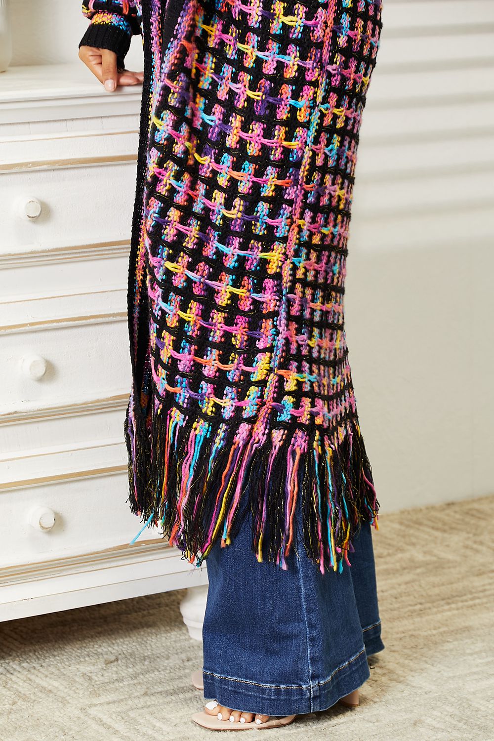 Black Multi Fringe Duster Cardigan