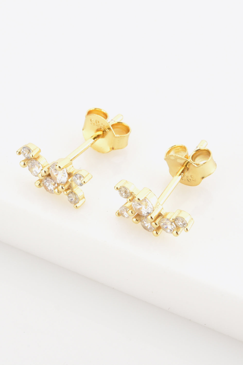 .925 Sterling Silver Cluster Stud Earrings - Silver or Gold