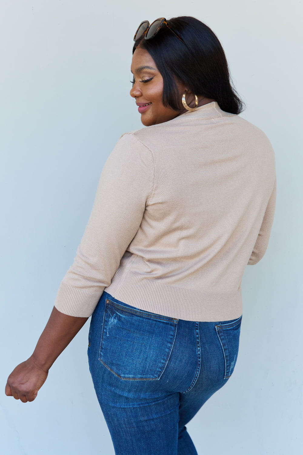 My Favorite 3/4 Sleeve Cropped Cardigan - Khaki