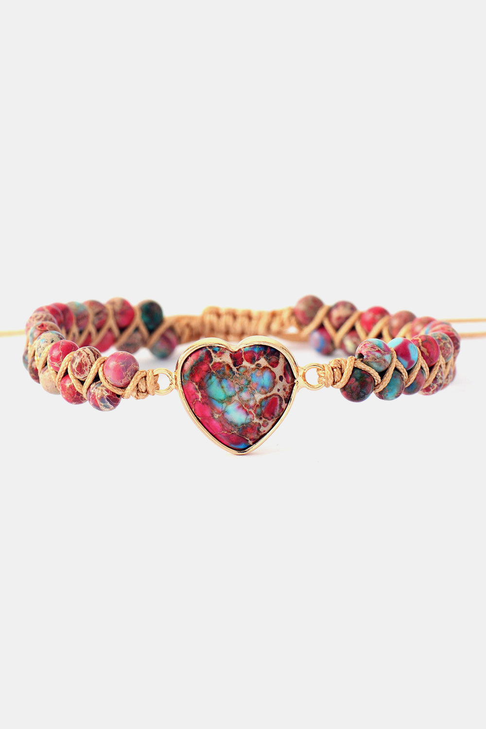 Handmade Heart Shape Natural Stone Bracelet - 7 Color Options