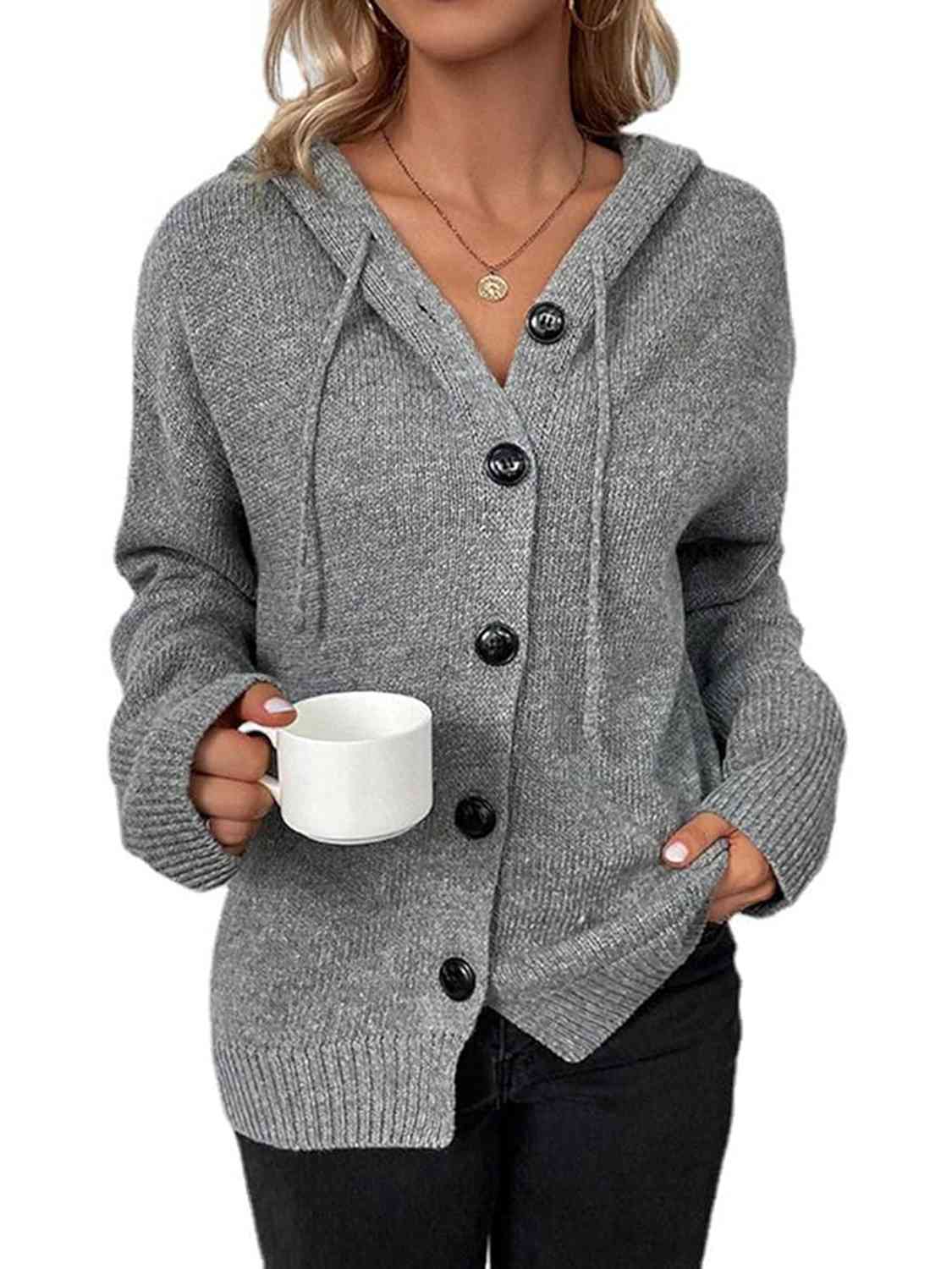 Coffee House Hooded Cardigan - 3 Color Options