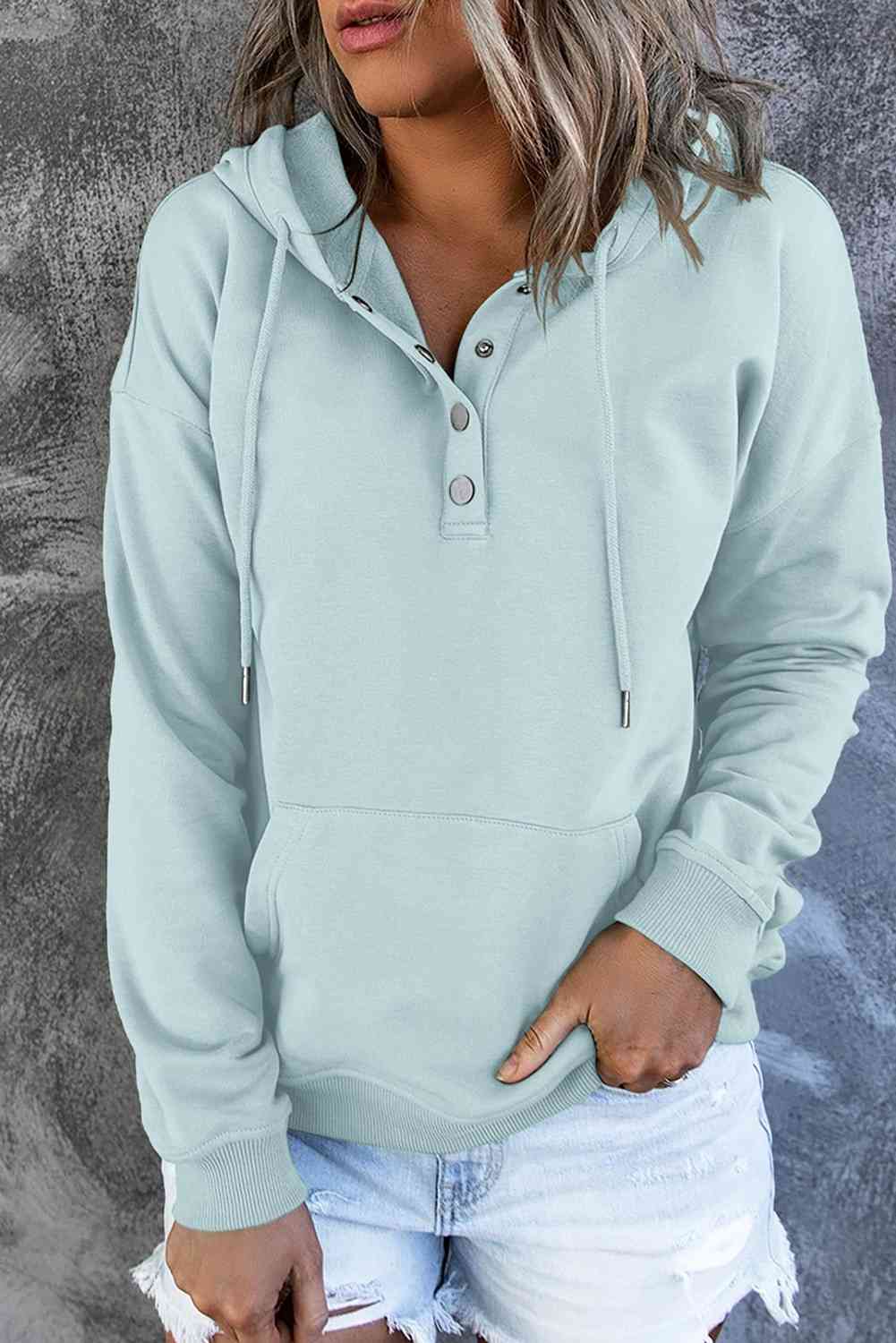 Snap Placket Soft Hoodie - 9 Color Options