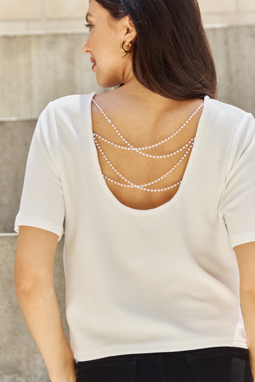 Criss Cross Pearl Open Back Top