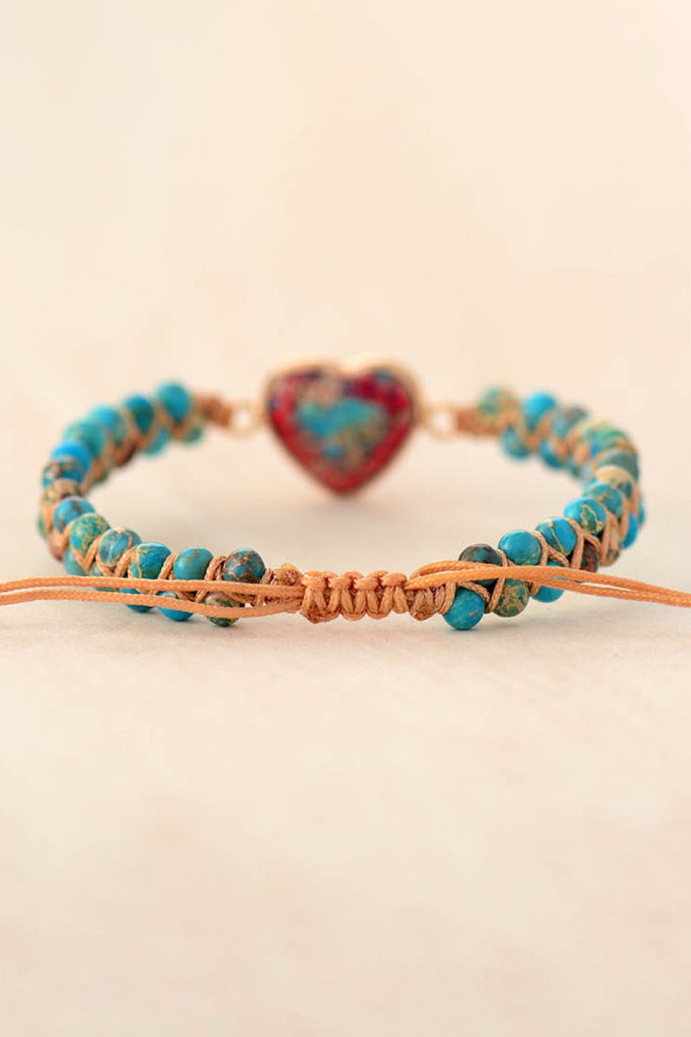 Handmade Heart Shape Natural Stone Bracelet - 7 Color Options