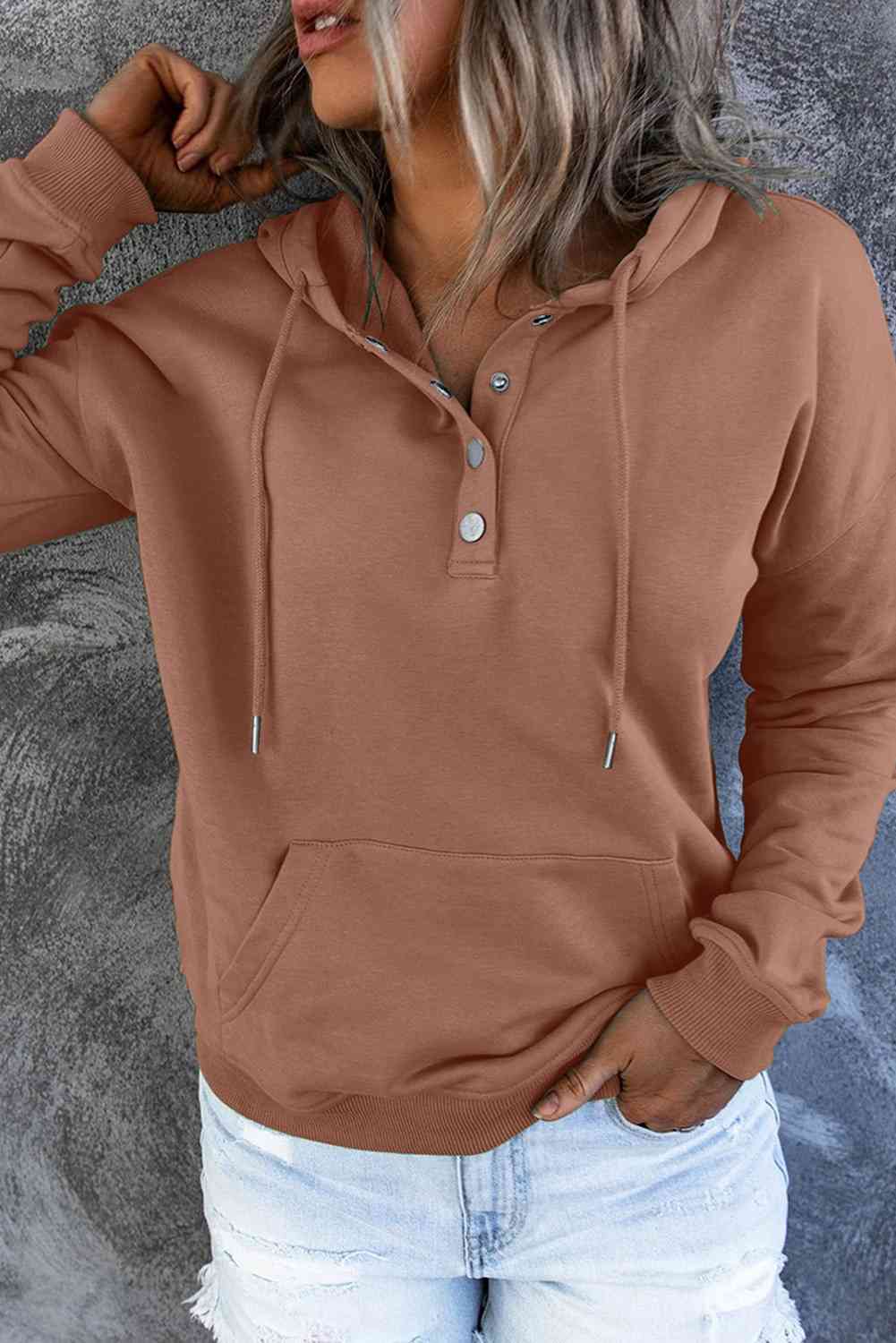 Snap Placket Soft Hoodie - 9 Color Options