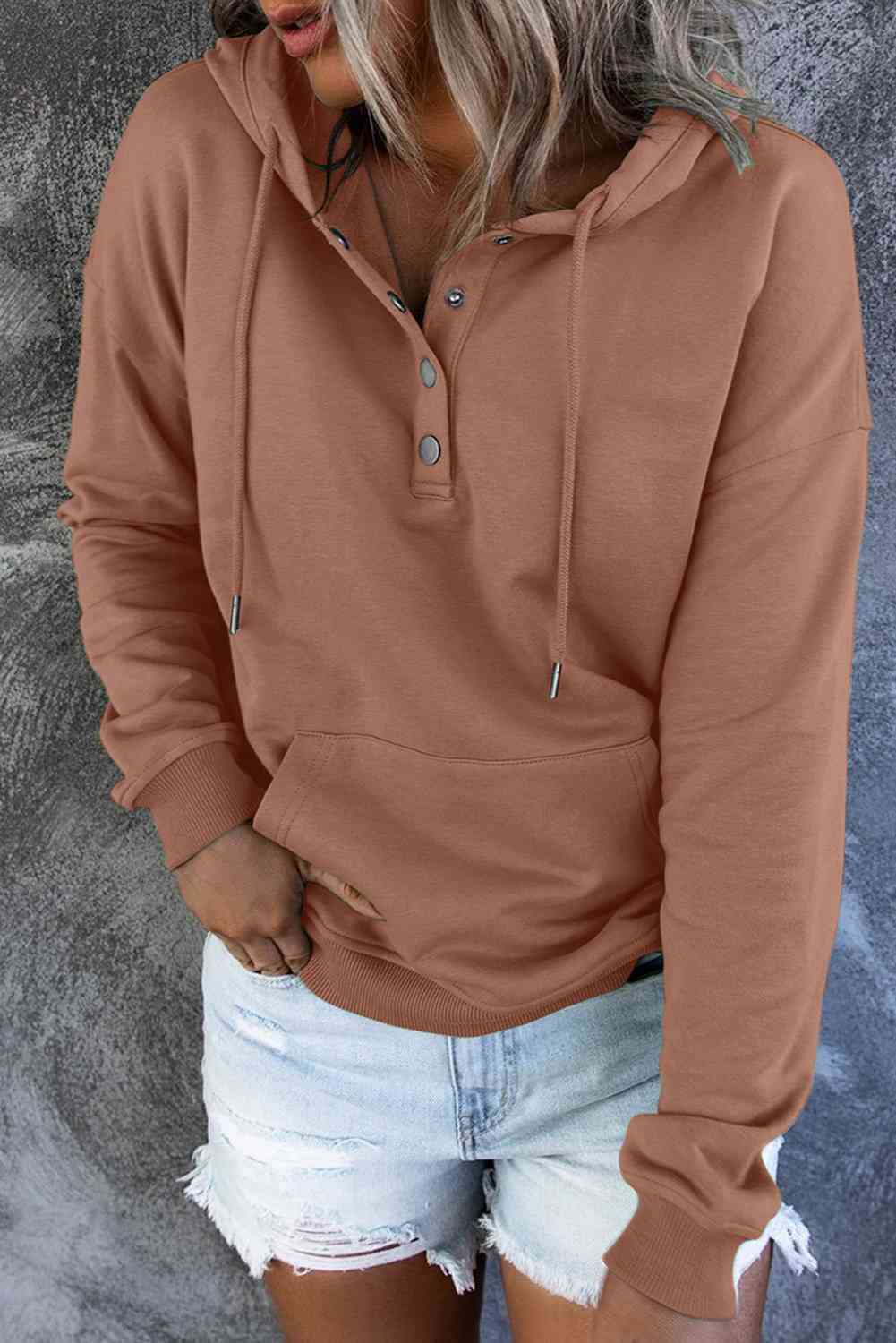 Snap Placket Soft Hoodie - 9 Color Options