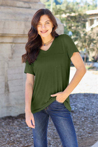 The Staple Stretchy V-Neck Short Sleeve Tee - 3 Color Options