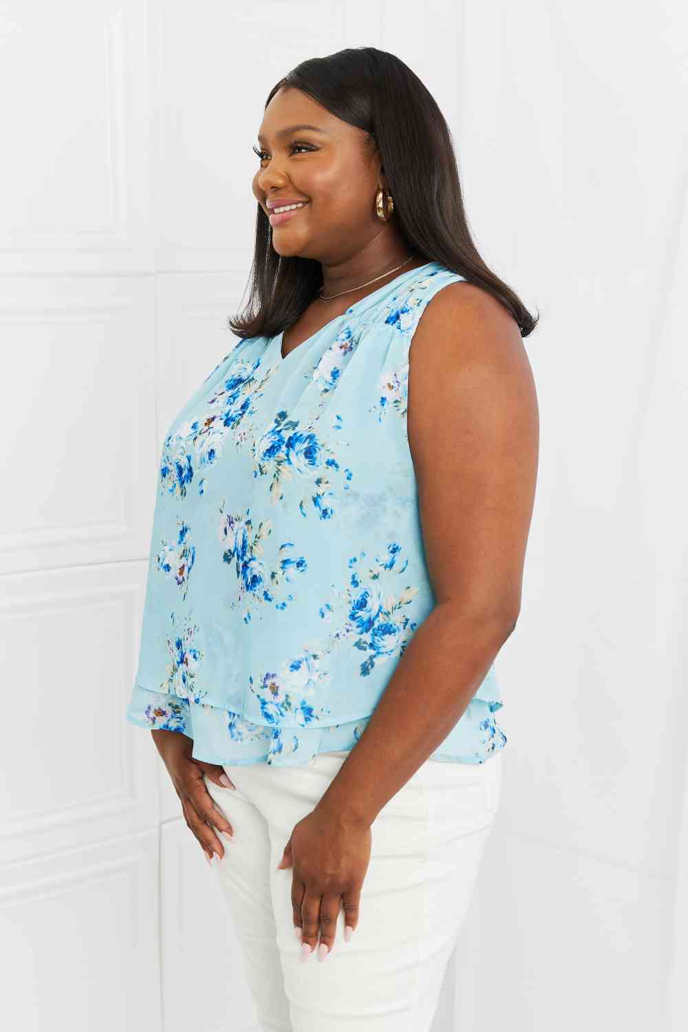 Off To Brunch Chiffon Floral Tank Top