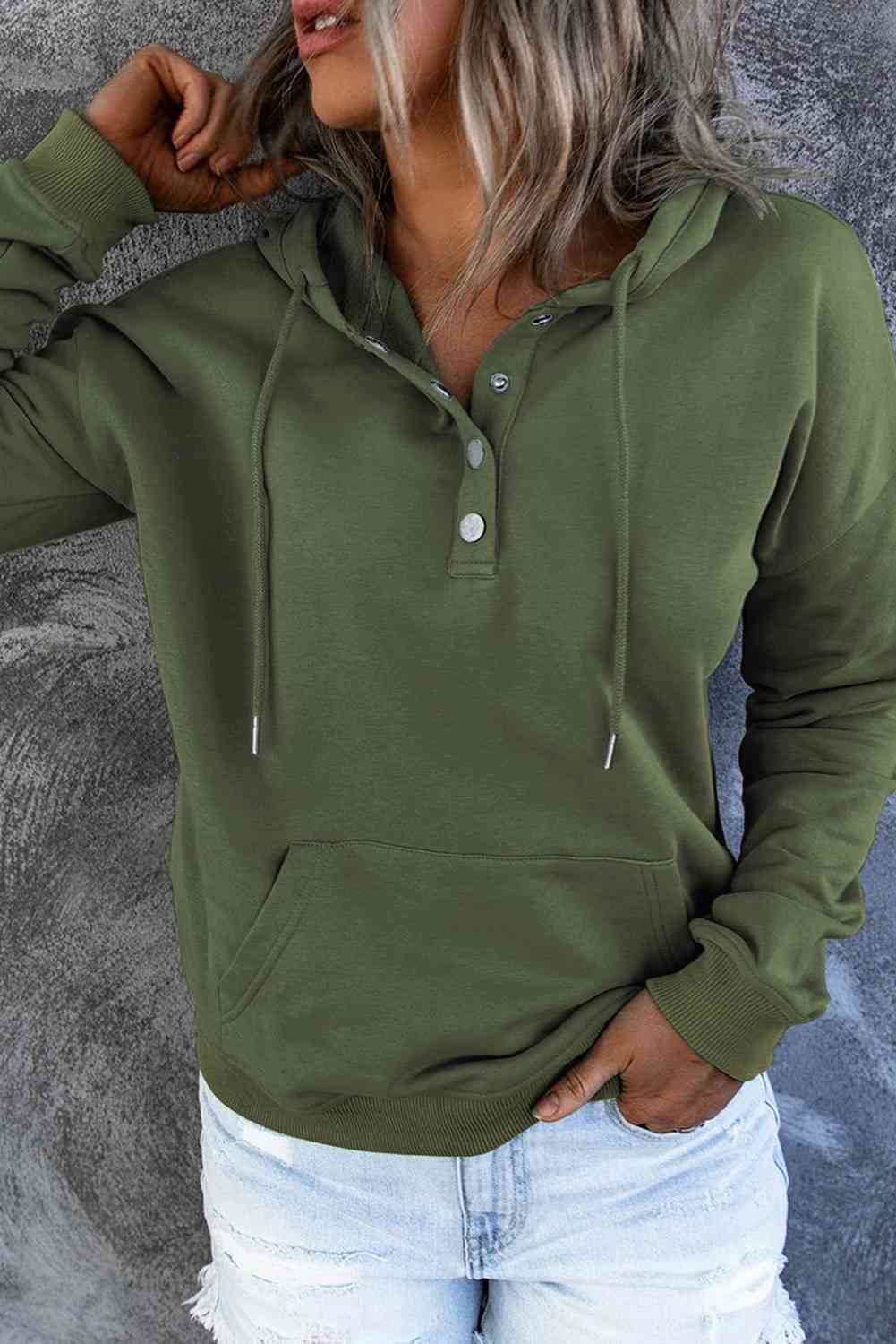 Snap Placket Soft Hoodie - 9 Color Options