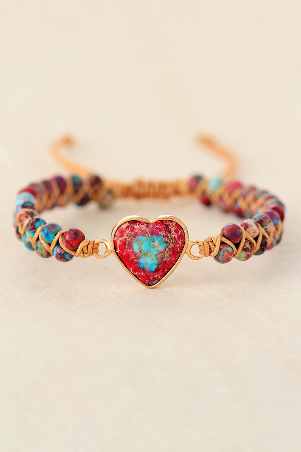 Handmade Heart Shape Natural Stone Bracelet - 7 Color Options