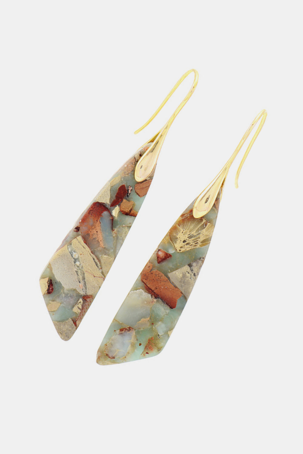 Handmade Natural Stone Drop Earrings - Silver or Gold