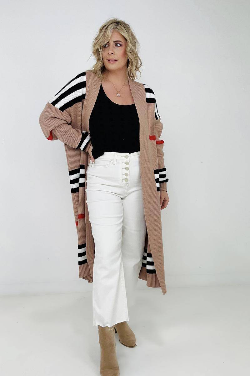 "The Burbs" Oversized Striped Knit Duster Cardigan - 2 Color Options