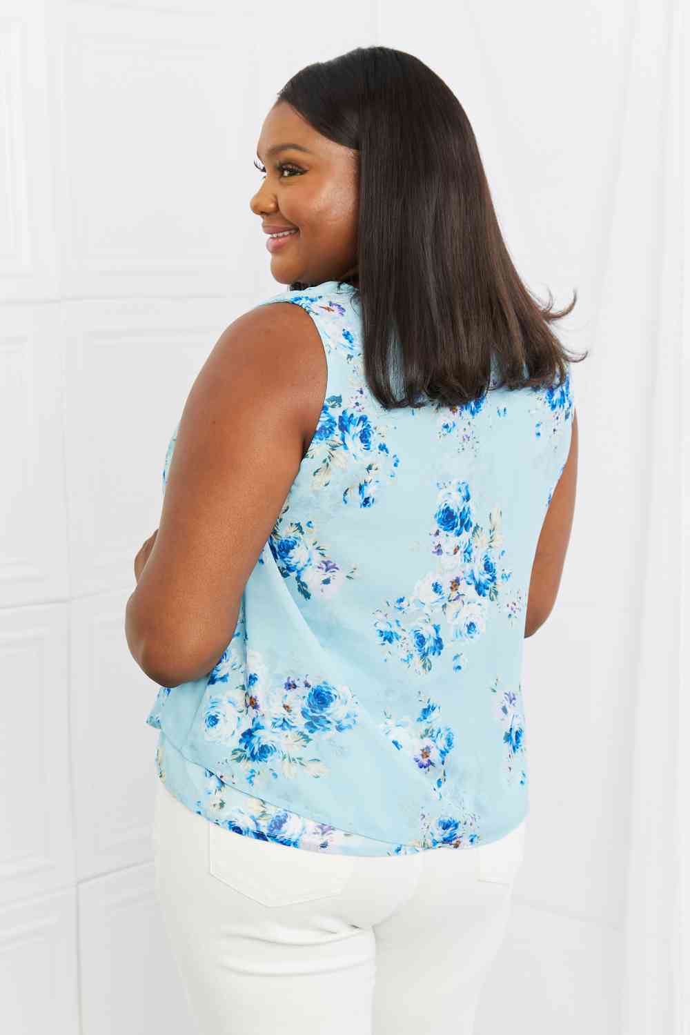 Off To Brunch Chiffon Floral Tank Top