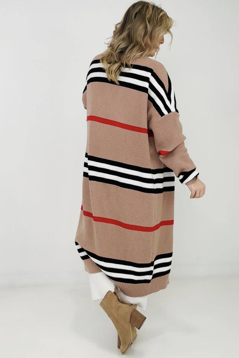 "The Burbs" Oversized Striped Knit Duster Cardigan - 2 Color Options