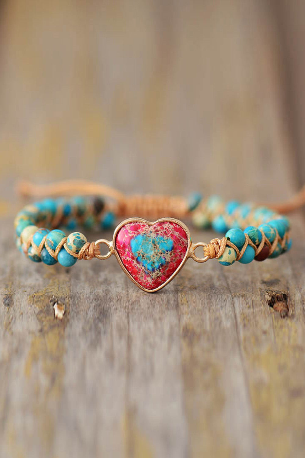 Handmade Heart Shape Natural Stone Bracelet - 7 Color Options