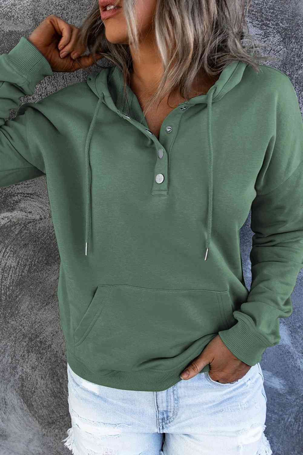 Snap Placket Soft Hoodie - 9 Color Options