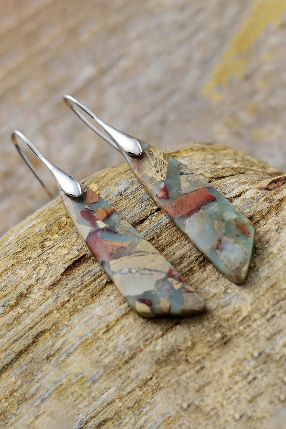 Handmade Natural Stone Drop Earrings - Silver or Gold