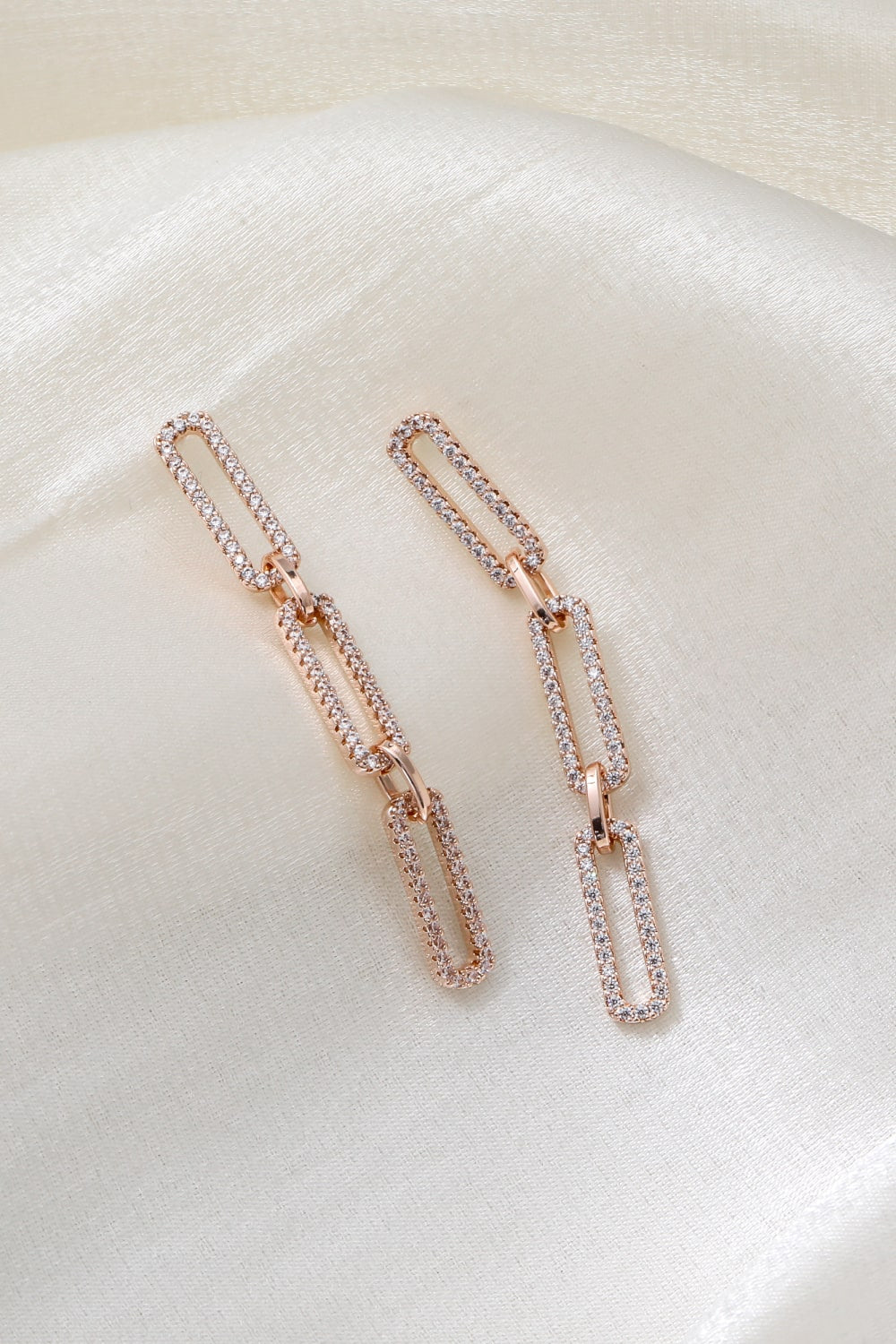 Rhinestone Paperclip Drop Earrings