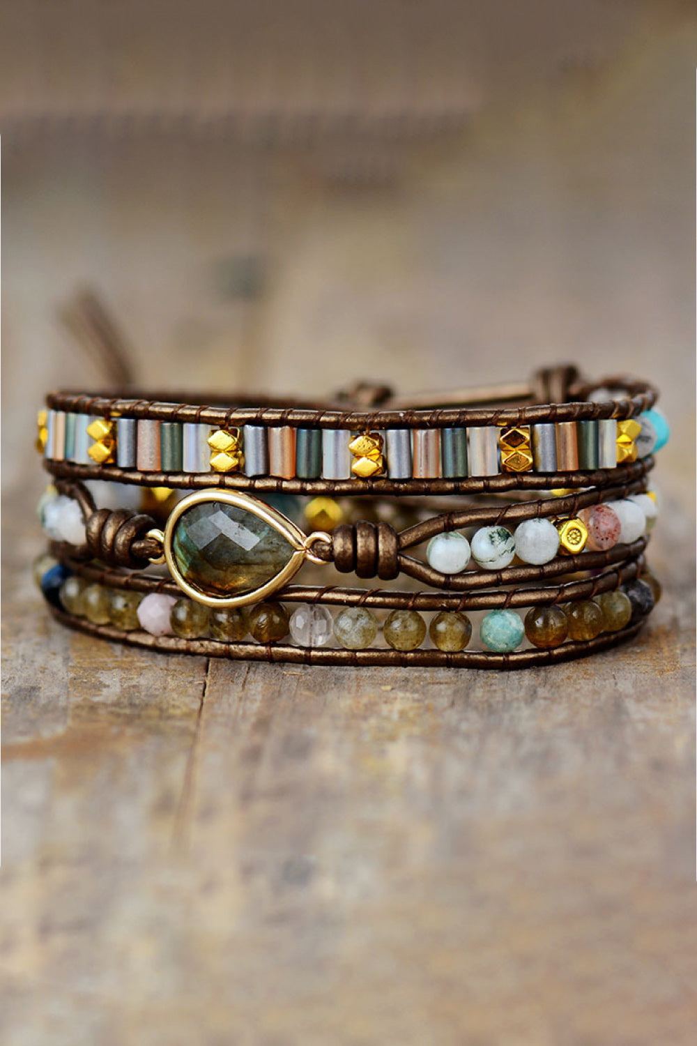 Handmade Triple Layer Beaded Wrap Bracelet