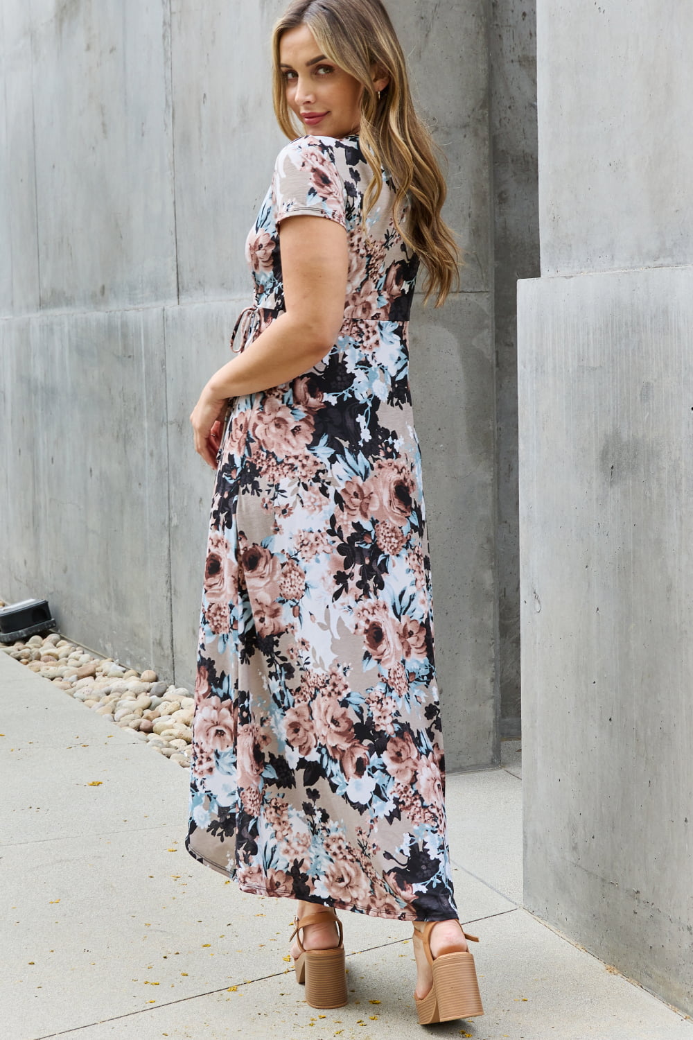 Give Me Roses Faux Wrap Dress