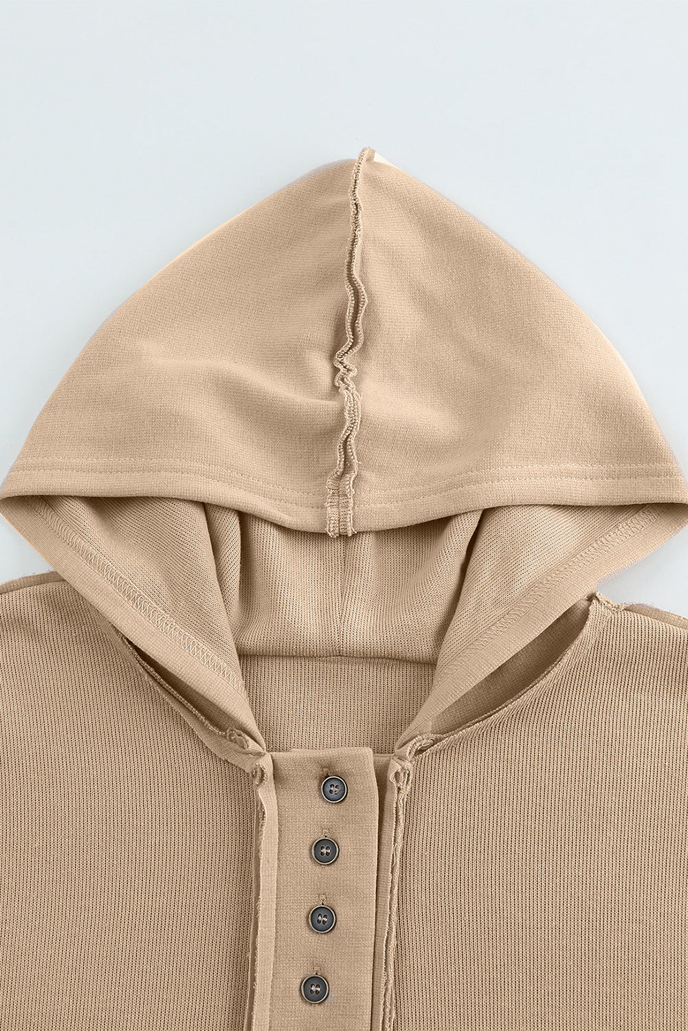 Button Placket Dropped Shoulder Hoodie - 12 Color Options