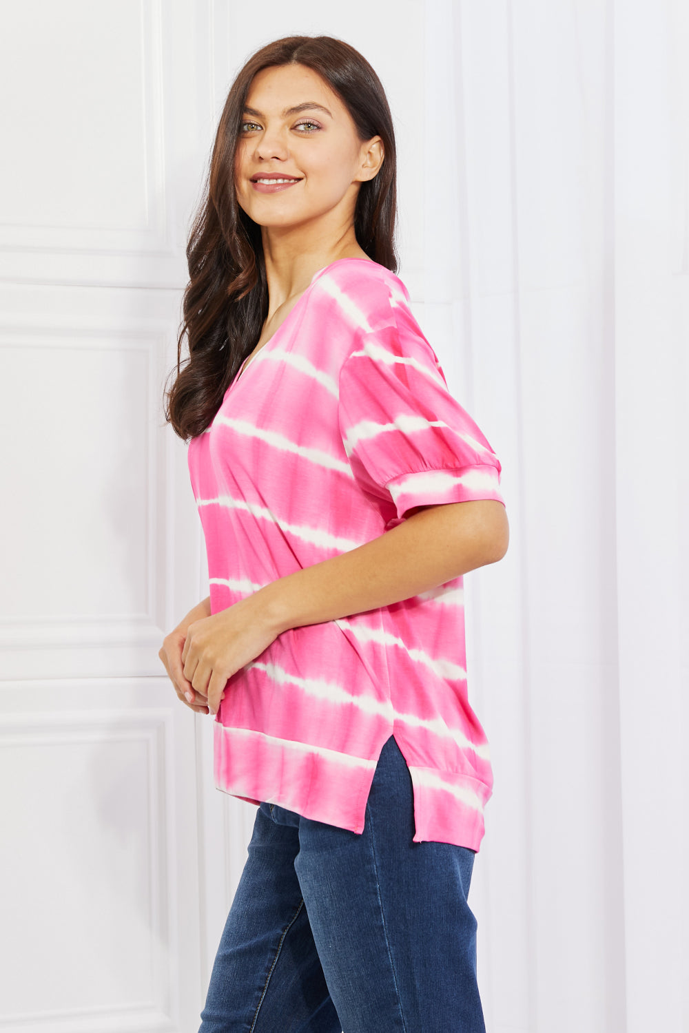 Tie Dye Stripe Relaxed Fit Top