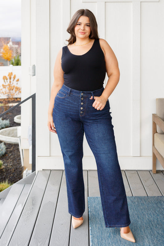 Arlo High Rise Button-Fly Judy Blue Straight Jeans