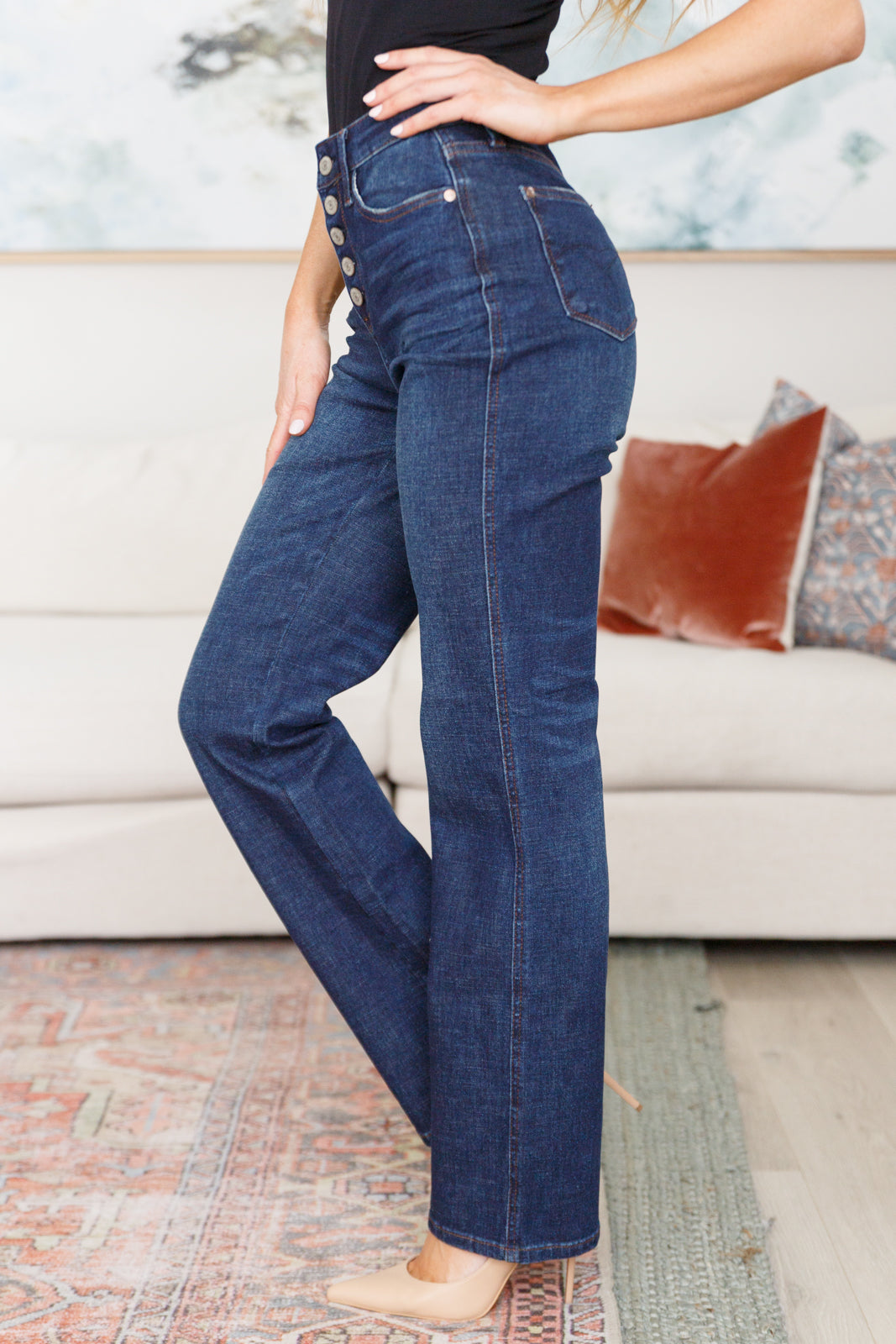 Arlo High Rise Button-Fly Judy Blue Straight Jeans