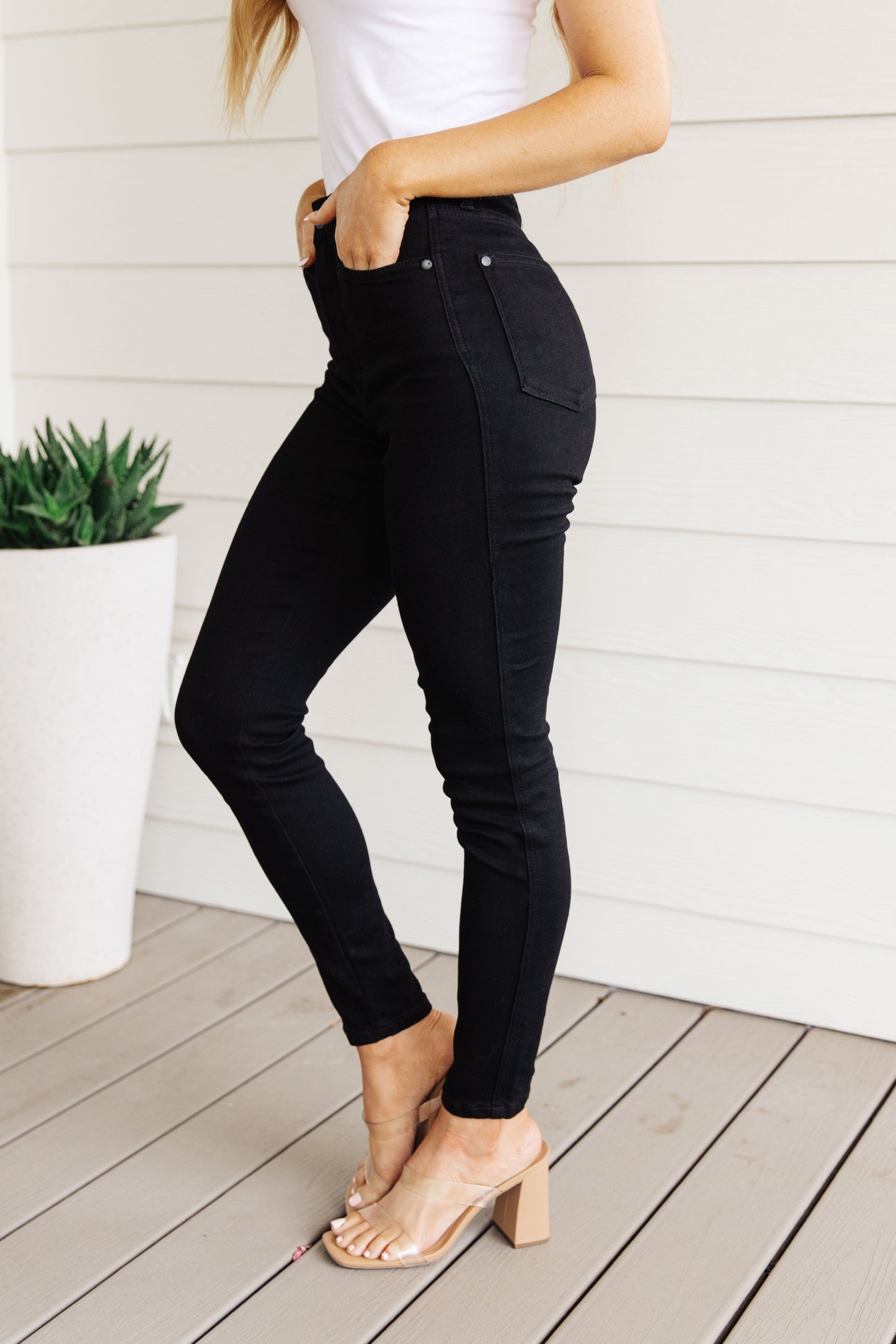 Judy Blue Audrey High Rise Control Top Classic Skinny Jeans - Black