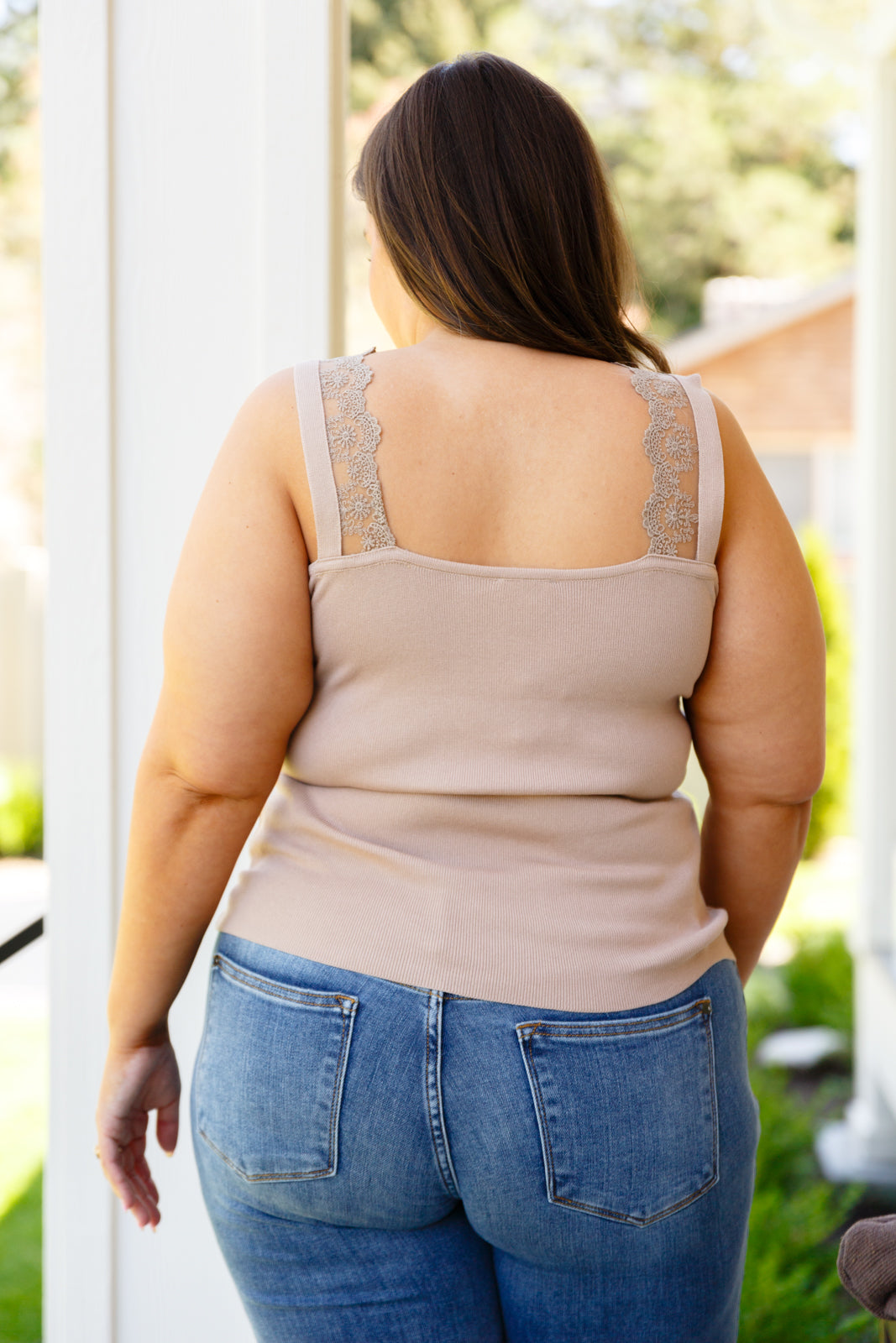 Love You Better Lace Tank in Taupe