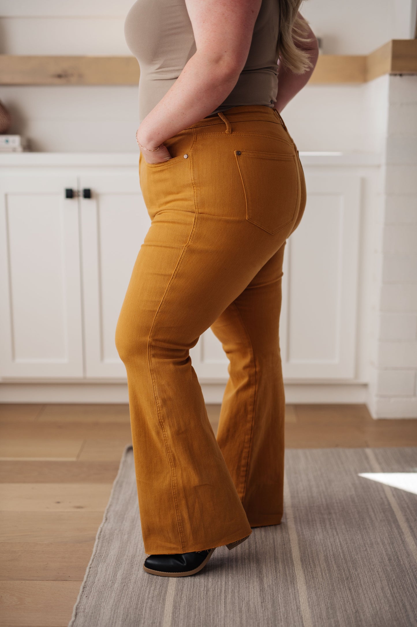 Judy Blue High Rise Control Top Flare Jeans - Marigold