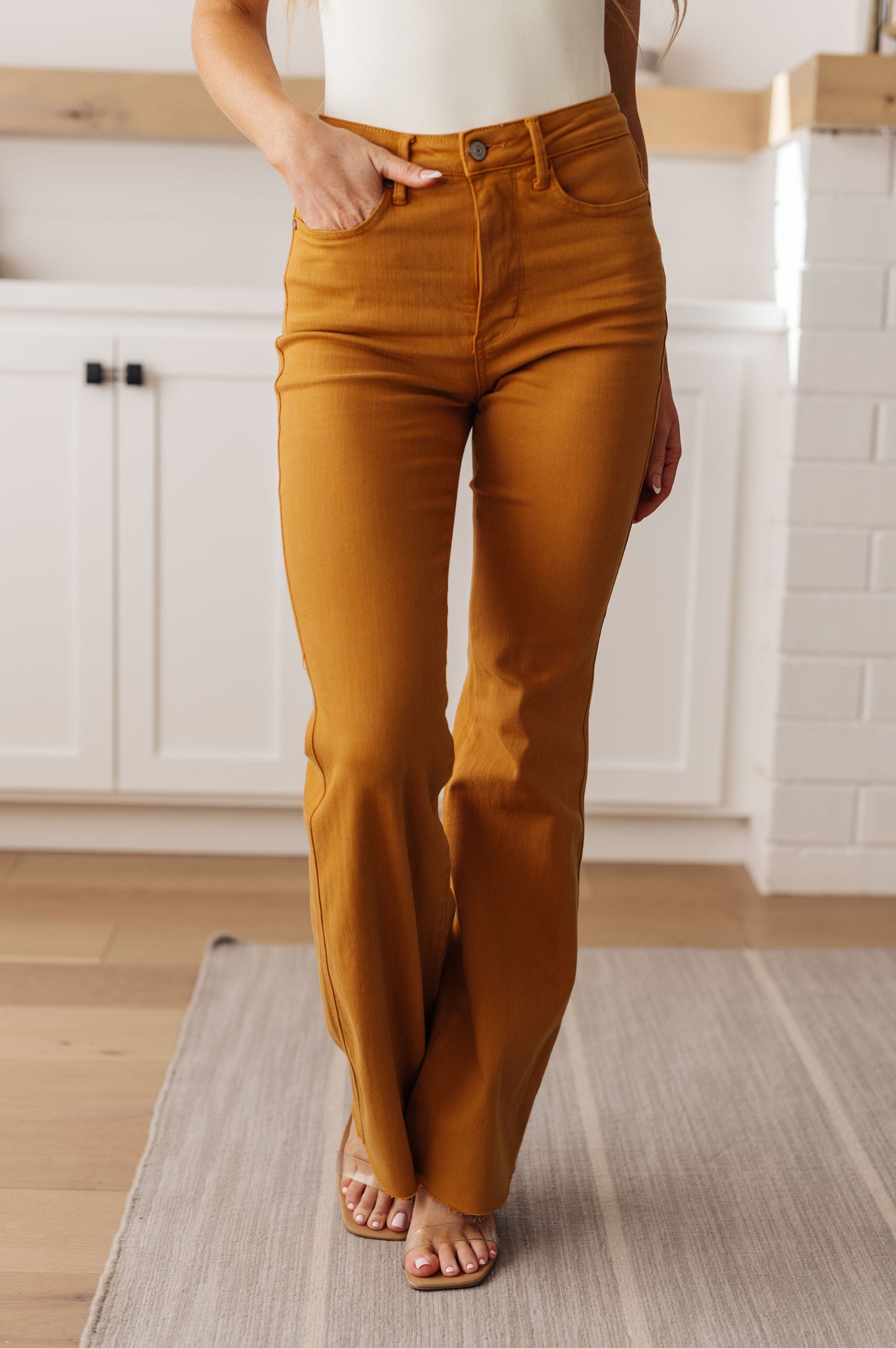 Judy Blue High Rise Control Top Flare Jeans - Marigold