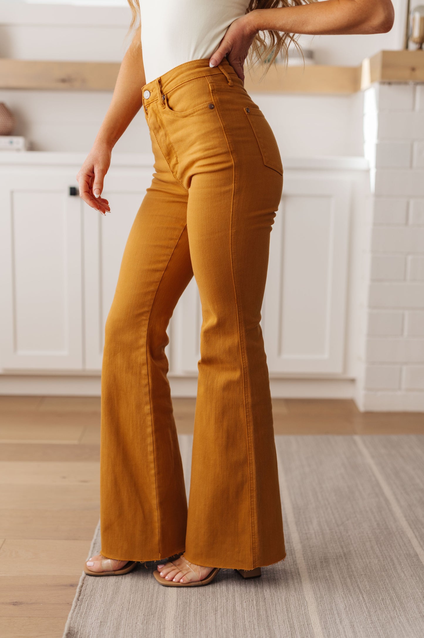 Judy Blue High Rise Control Top Flare Jeans - Marigold