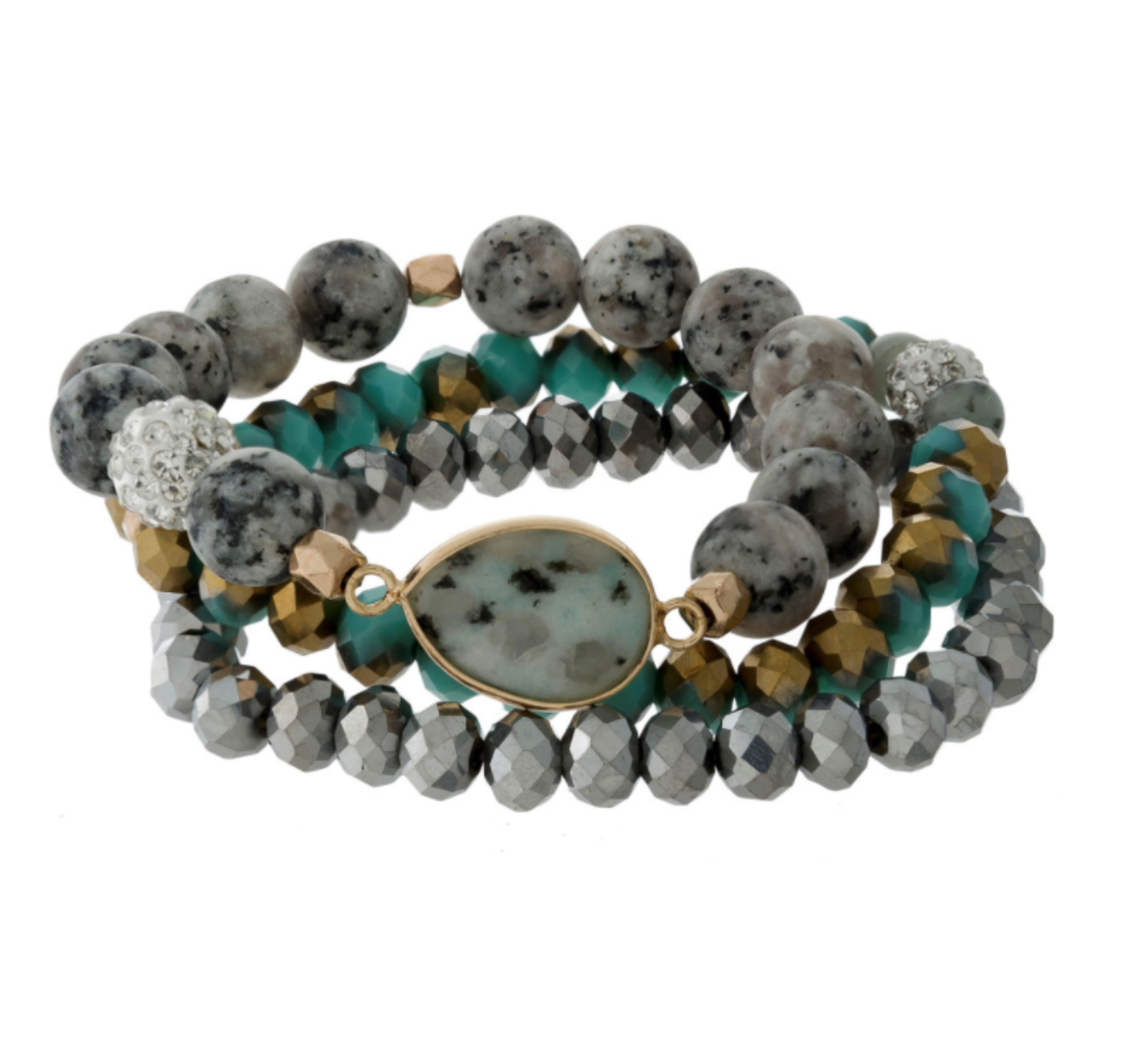 Three Strand Sesame Jasper Stretch Bracelet