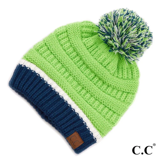 Action Green & Navy Team CC Pom Beanie