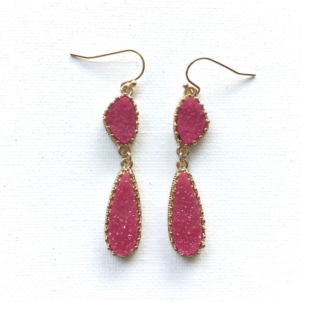 Fuschia Druzy Earrings