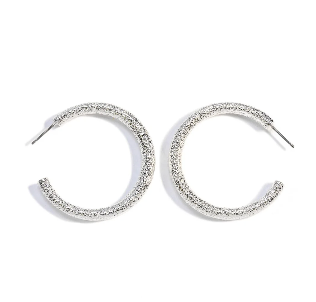 Textured Silver Hoops