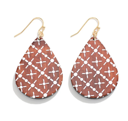 Wooden Geo Drop Earrings