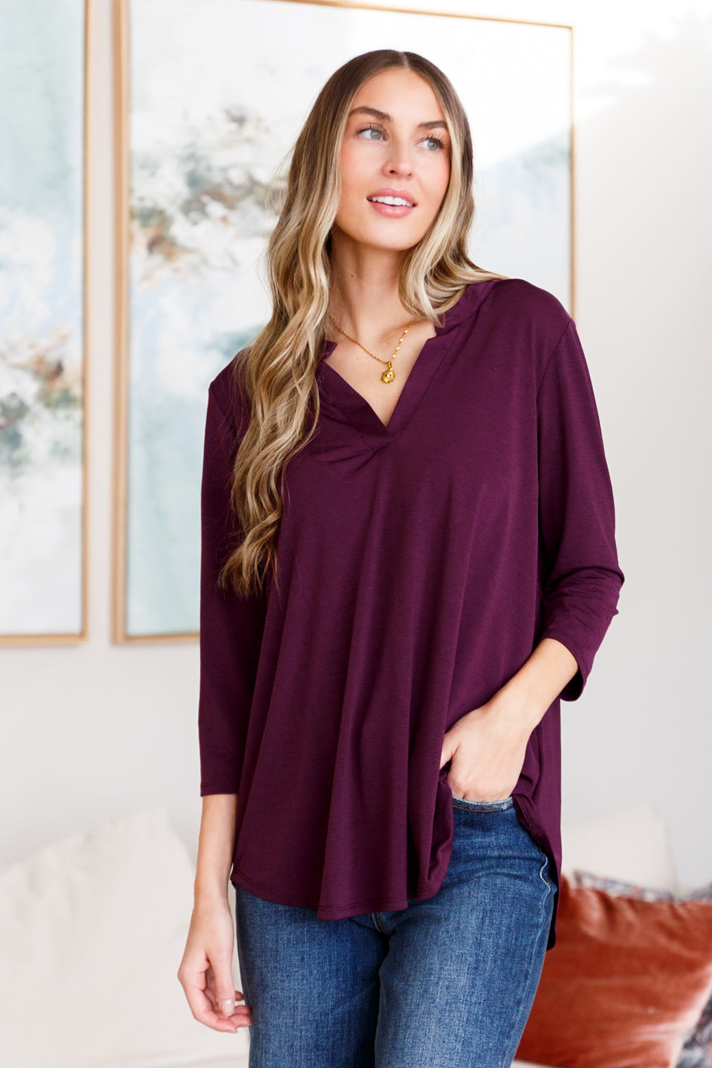 So Outstanding Gabby Top in Dark Magenta