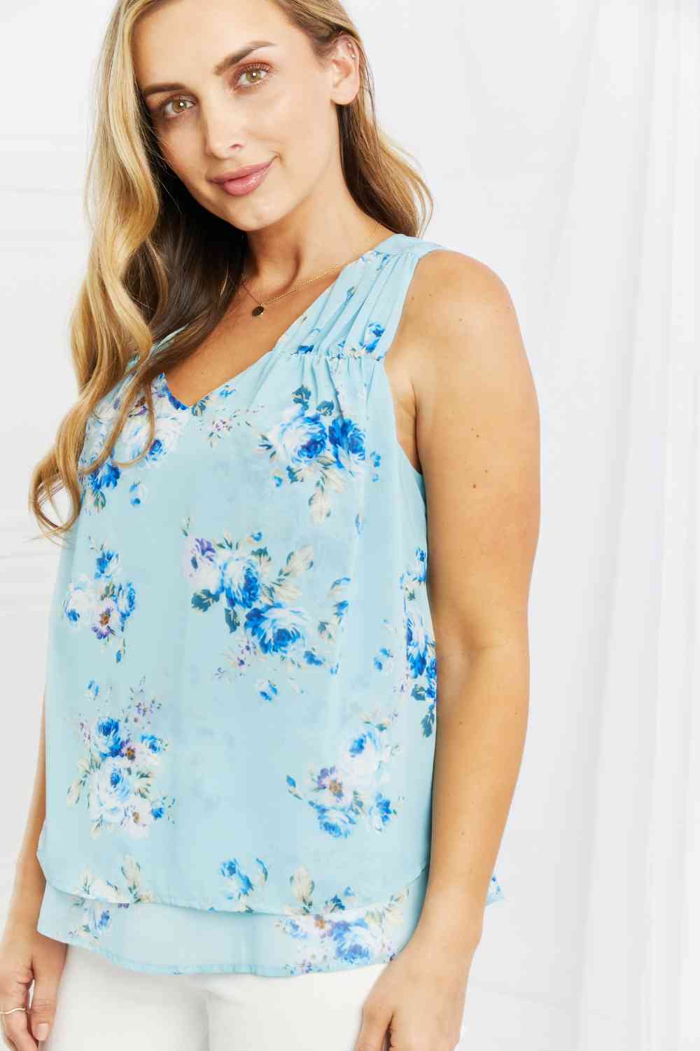 Off To Brunch Chiffon Floral Tank Top