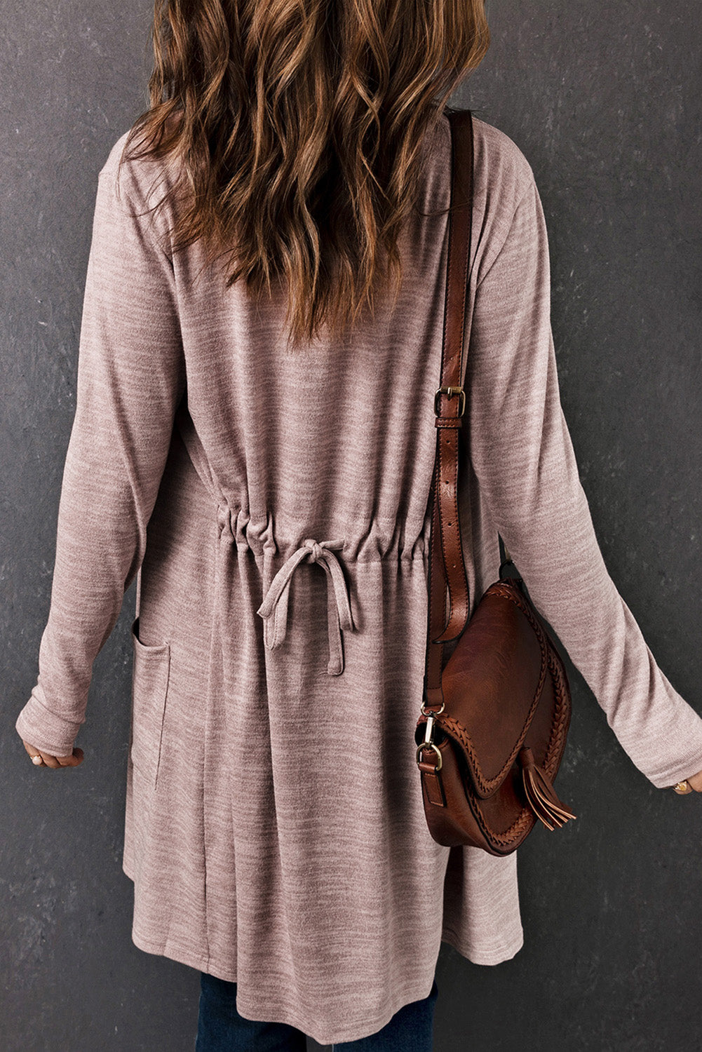 Blush Tie-Back Open Front Cardigan