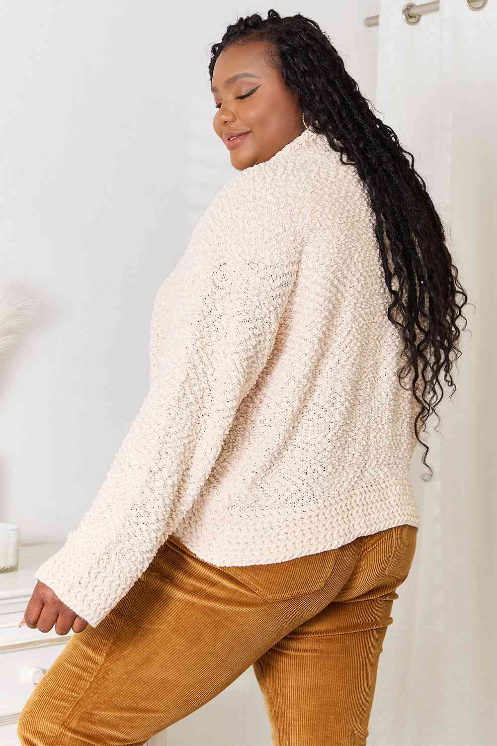 Open Front Knit Cocoon Cardigan in Cream