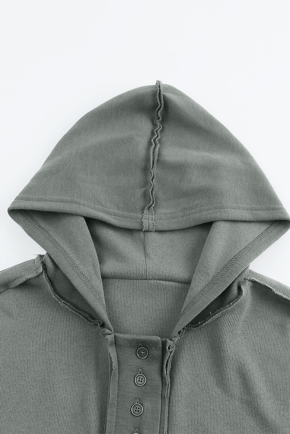 Button Placket Dropped Shoulder Hoodie - 12 Color Options